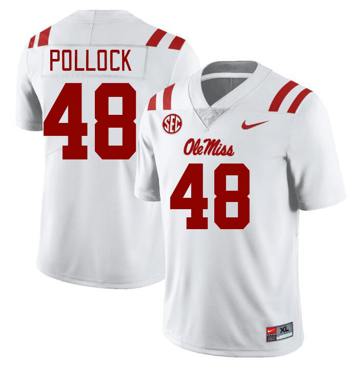Ole Miss Rebels #48 Charlie Pollock College Football Jerseys Stitched Sale-White